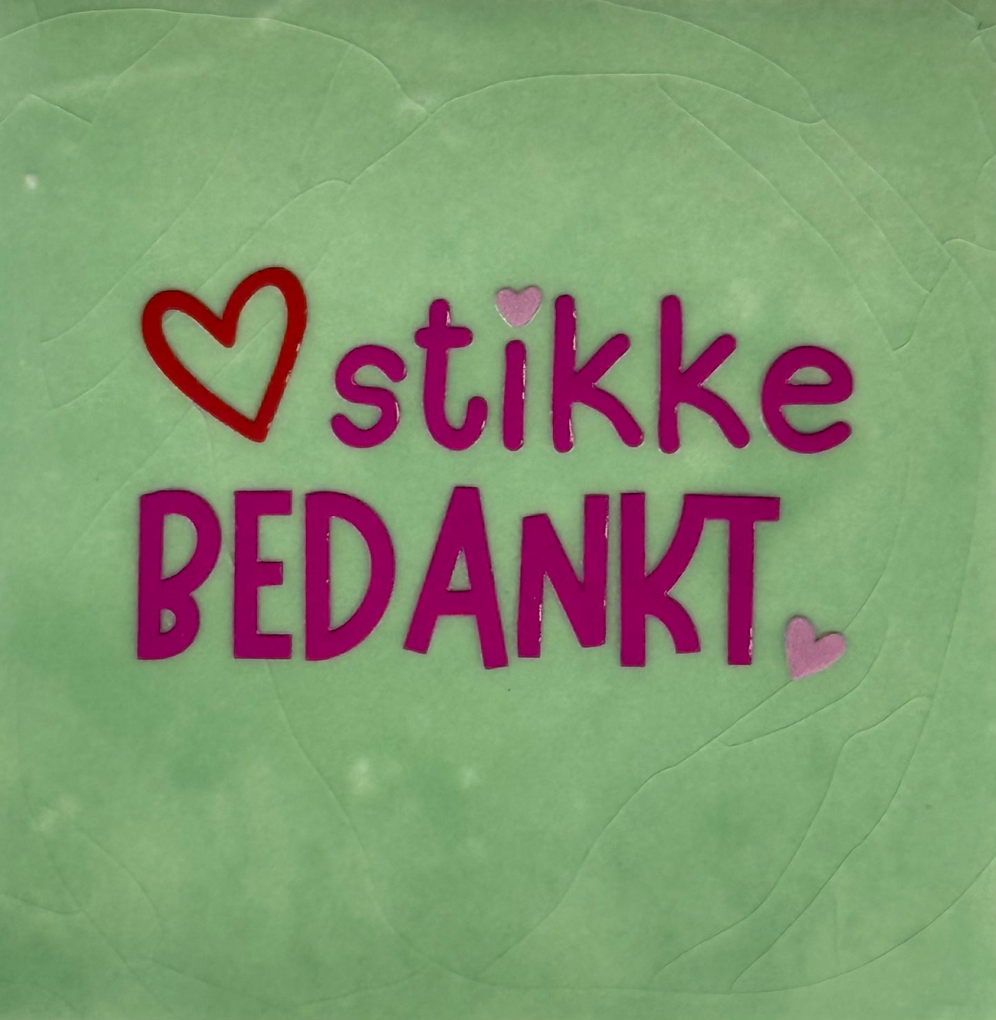 Quote tegeltje 'hartstikke bedankt' mint/knalroze(rood-warmroze)