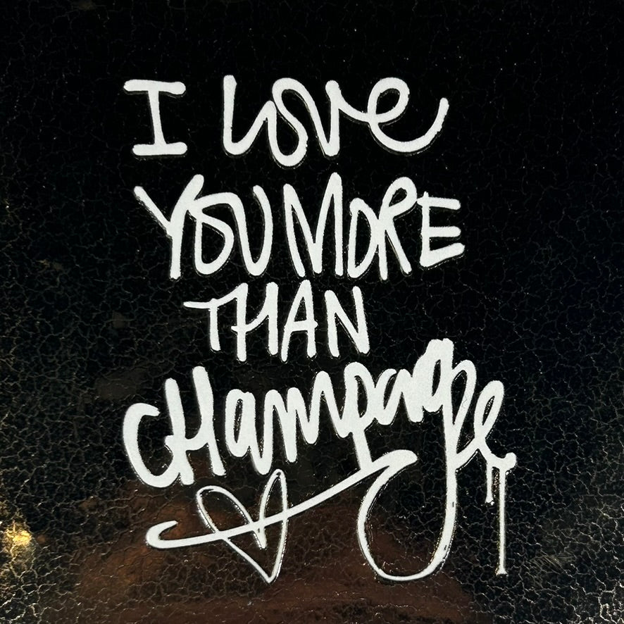 Quote tegeltje 'I love more champagne' goud/creme
