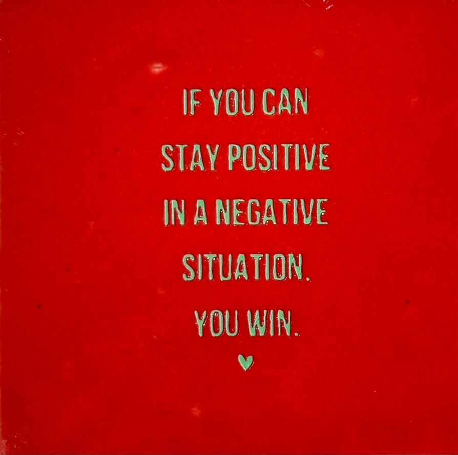 Quote tegeltje 'if you can stay positive..' rood/mint