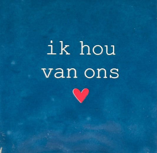 Quote tegeltje 'ik hou van ons' donkerblauw/creme