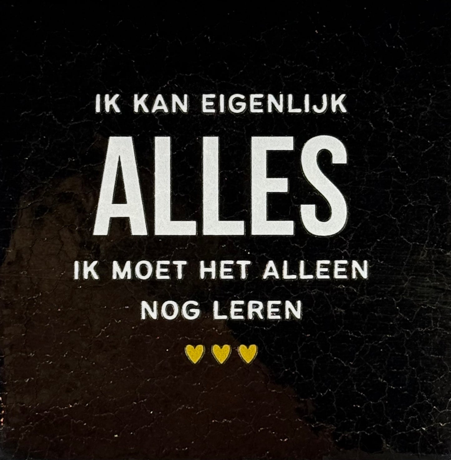Quote tegeltje 'ik kan eigenlijk alles...' goud/creme(goud)