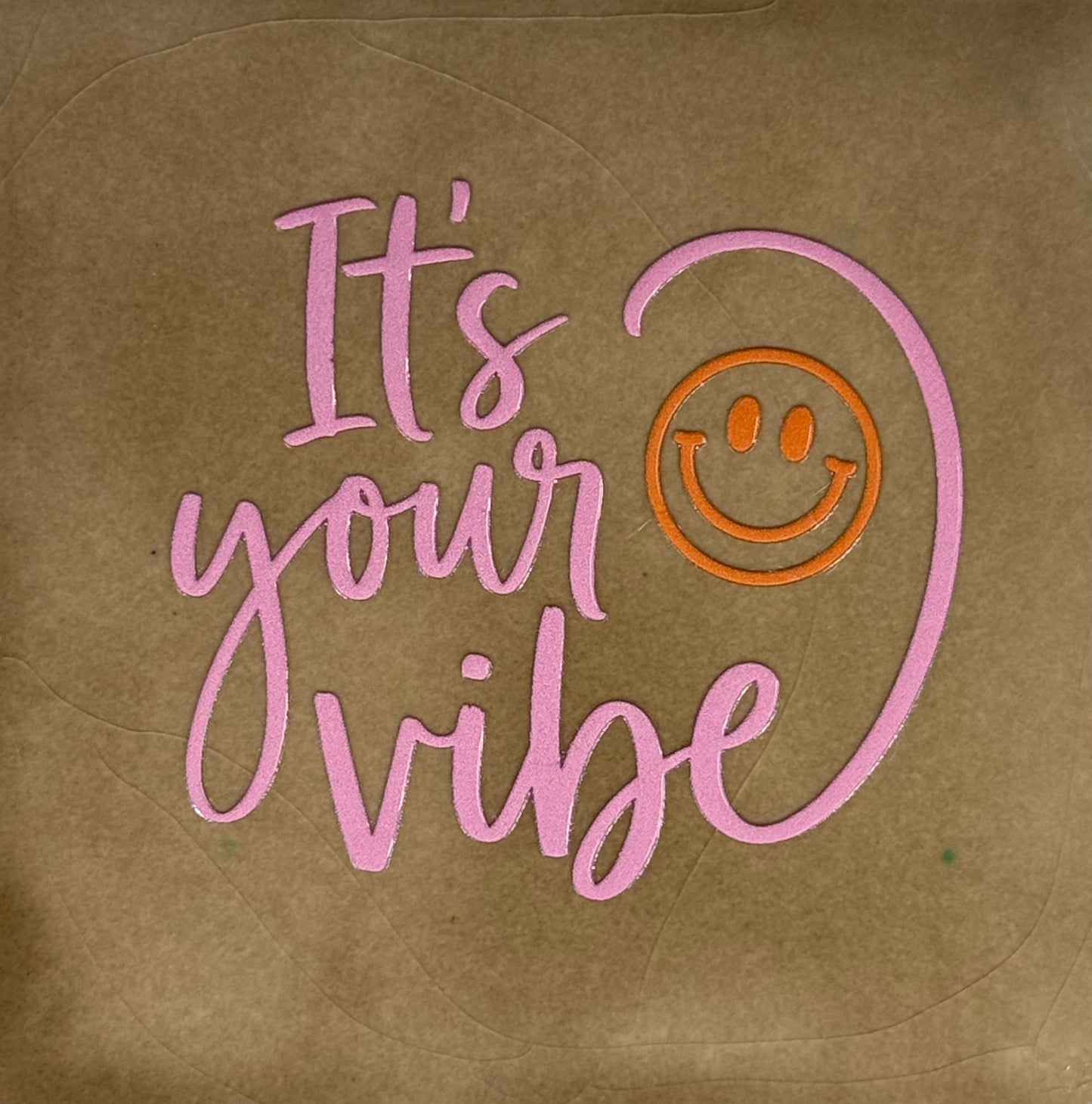 Quote tegeltje 'it's your vibe' taupe/warmroze(oranje)