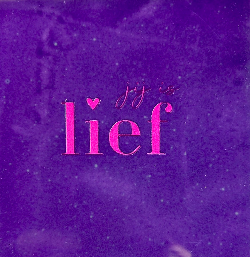 Quote tegeltje 'Jij is lief' paars/roze