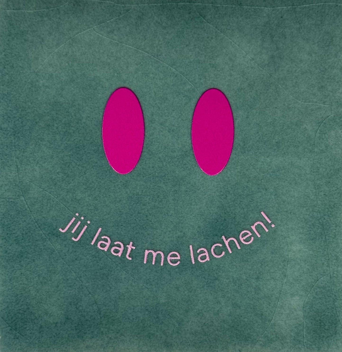 Quote tegeltje 'jij laat me lachen' zeegroen/knalroze (warmroze)