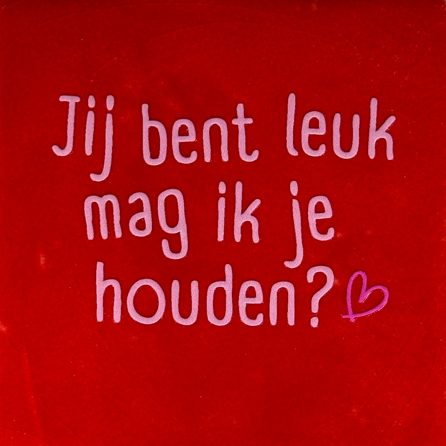 Quote tegeltje 'jij bent leuk mag ik je houden' rood/warmroze