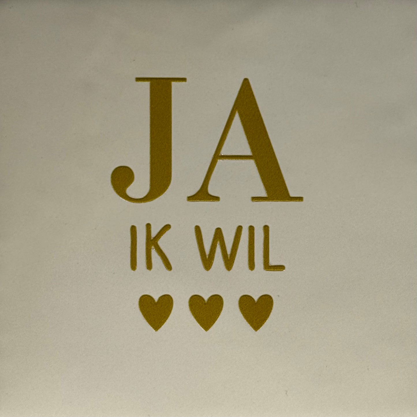 Quote tegeltje 'ja ik wil' creme/goud