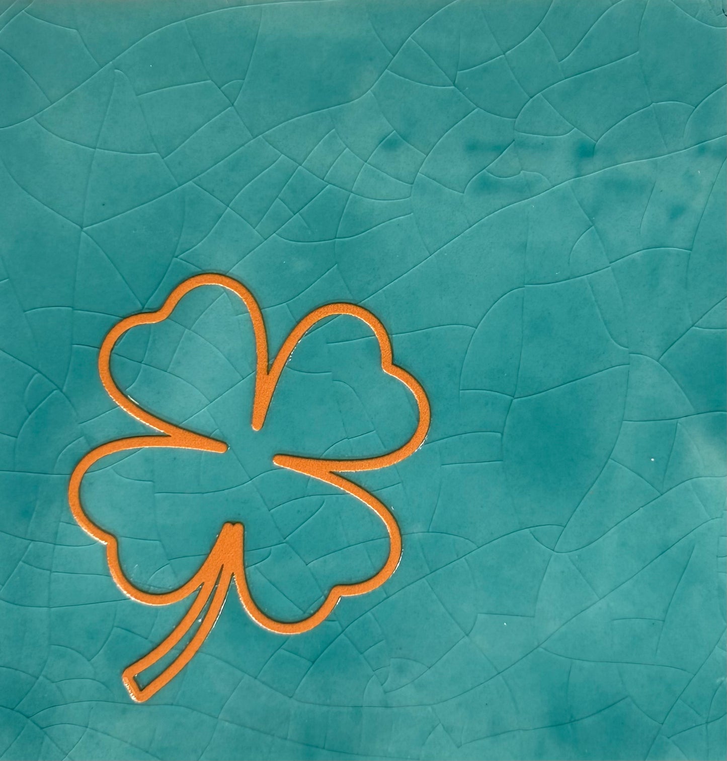 Quote tegeltje 'klavertje' groen/oranje