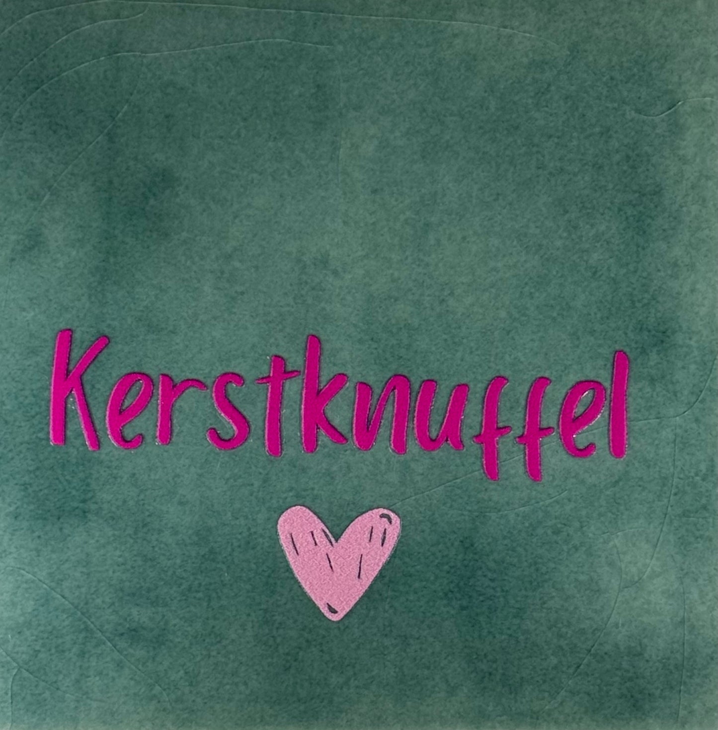Quote tegeltje 'kerstknuffel' zeegroen/knalroze(warmroze)