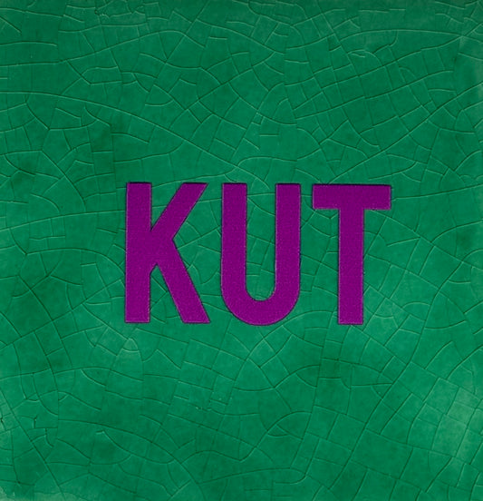 Quote tegeltje 'kut' nieuw hardgroen/paars