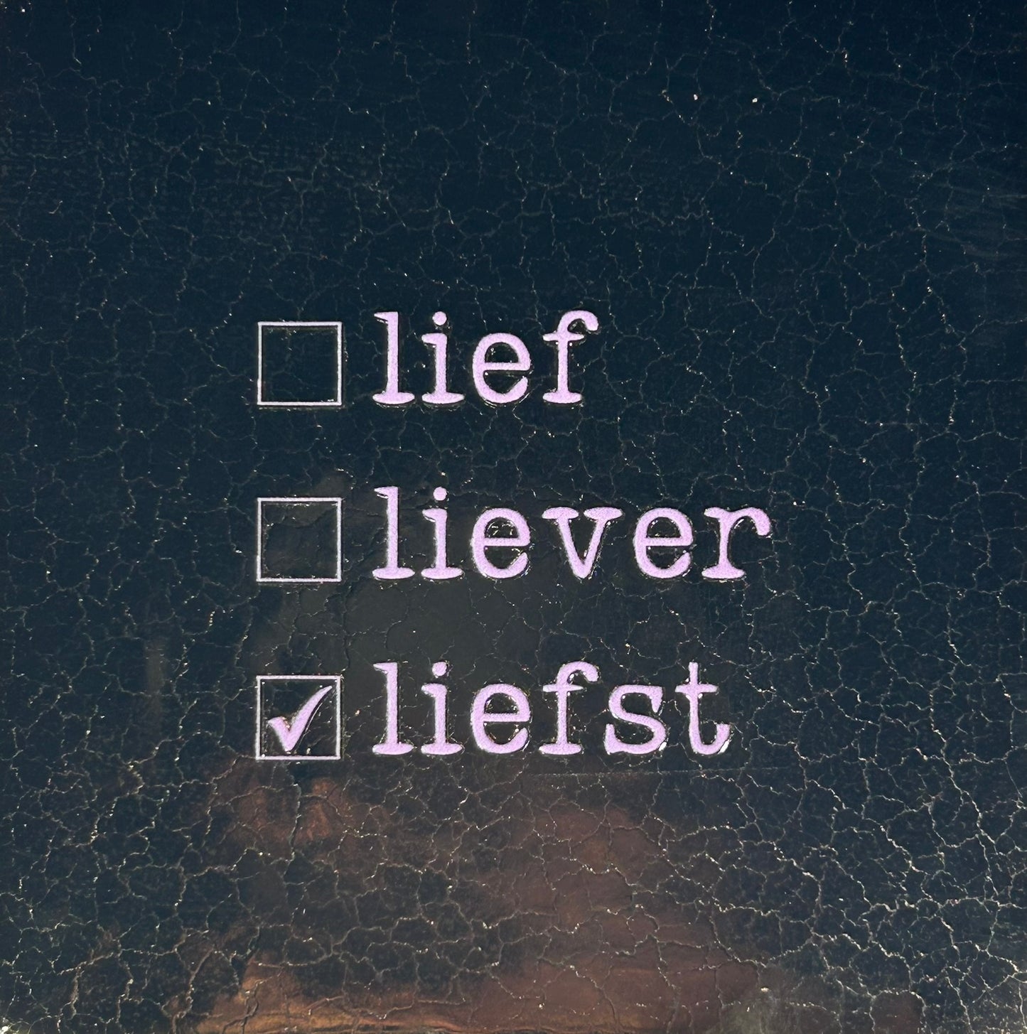 Quote tegeltje 'Lief liever liefst' goud/creme
