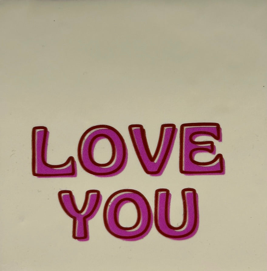 Quote tegeltje 'Love you valentijn' creme/roze