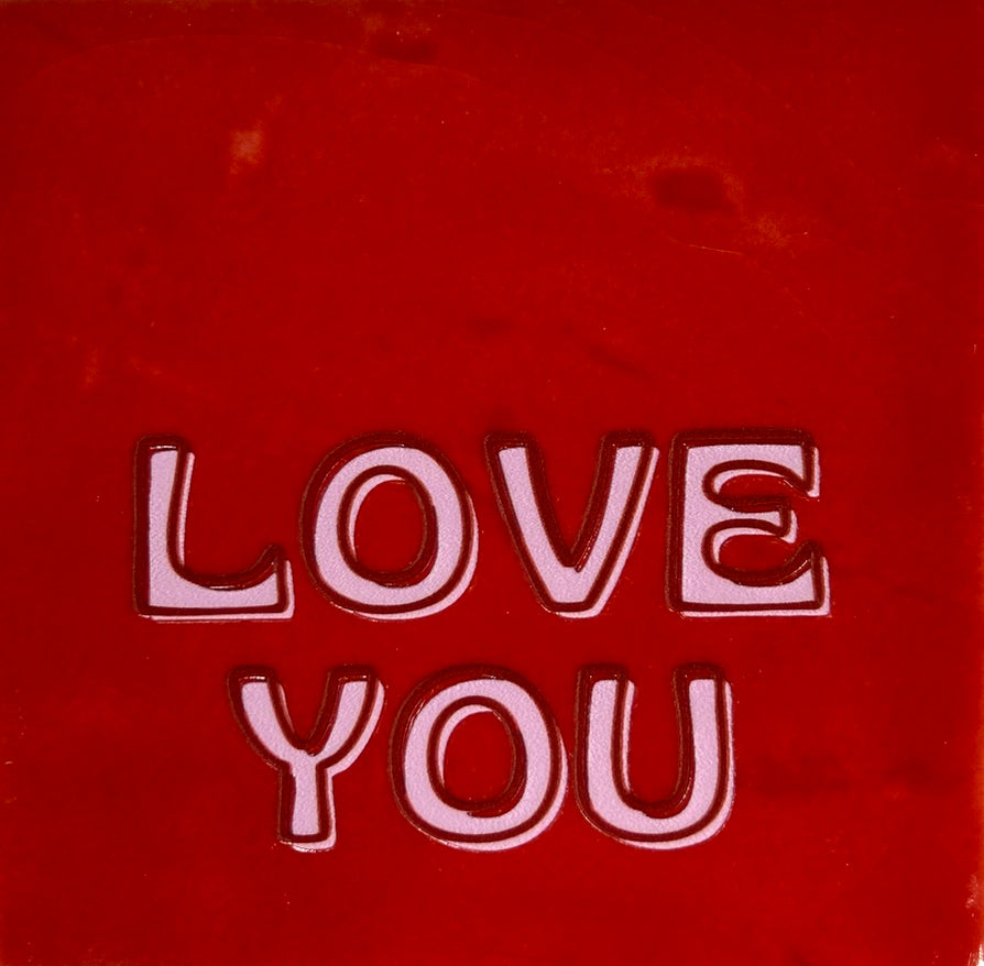 Quote tegeltje 'Love you valentijn' rood/babyroze