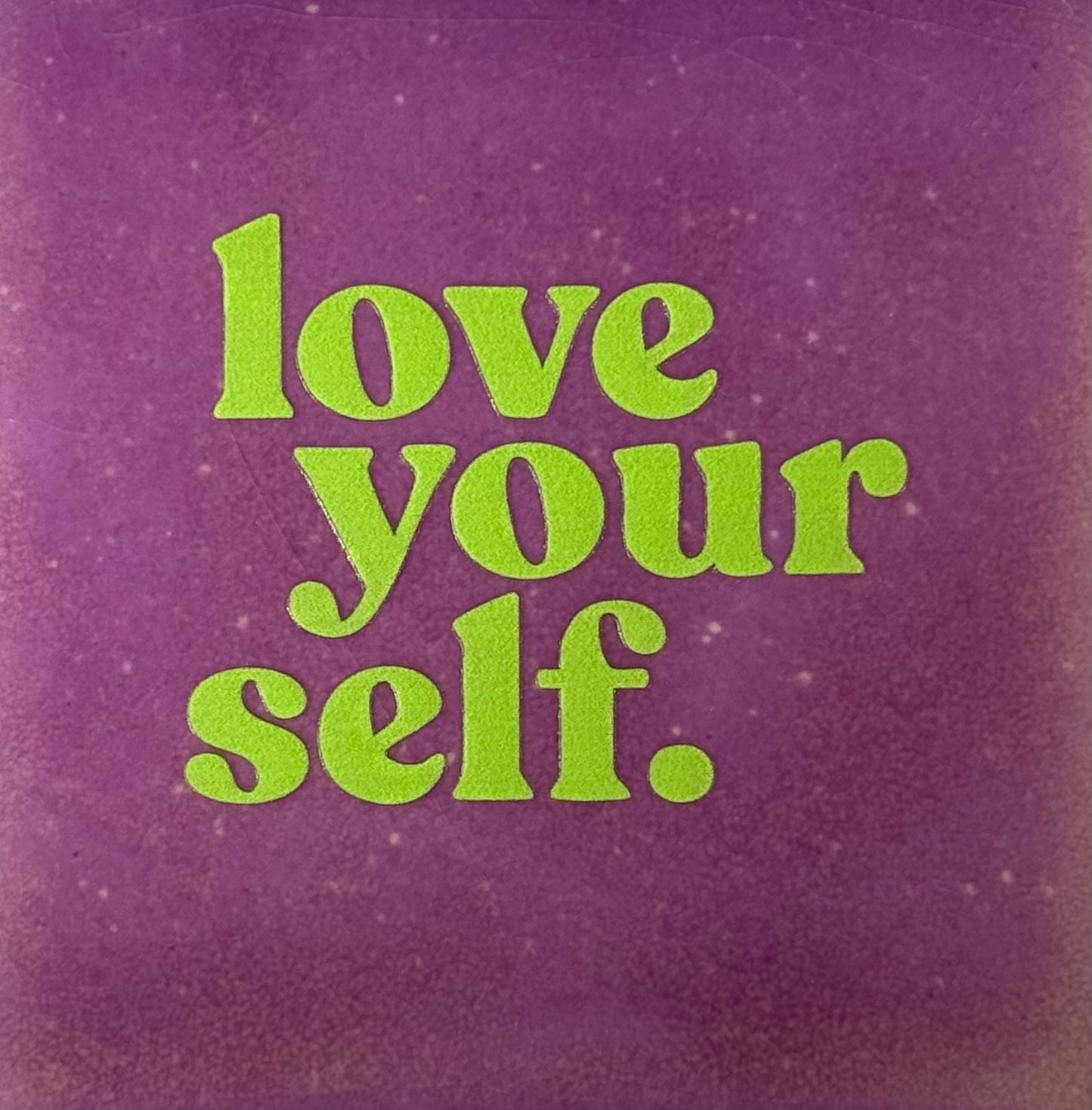 Quote tegeltje 'love yourself' lila/lime