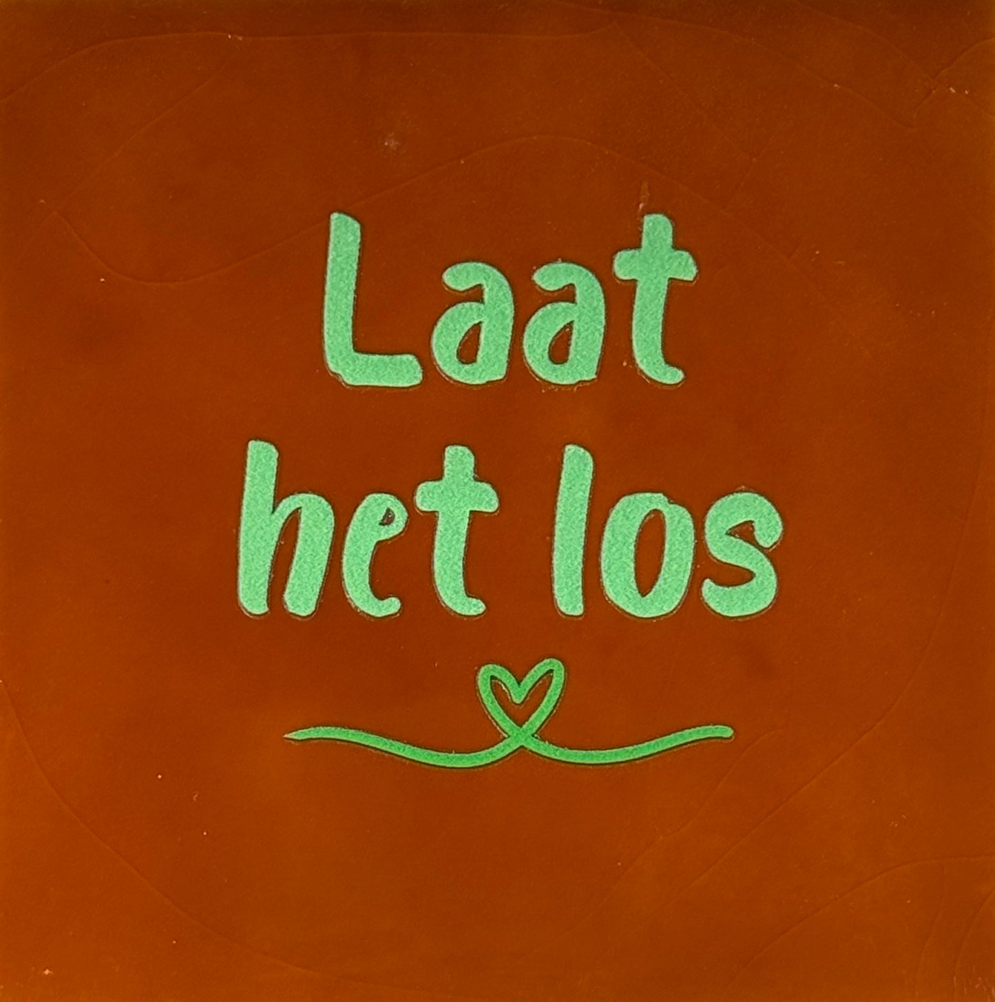 Quote tegeltje 'laat het los' terra/appel(knalgroen)