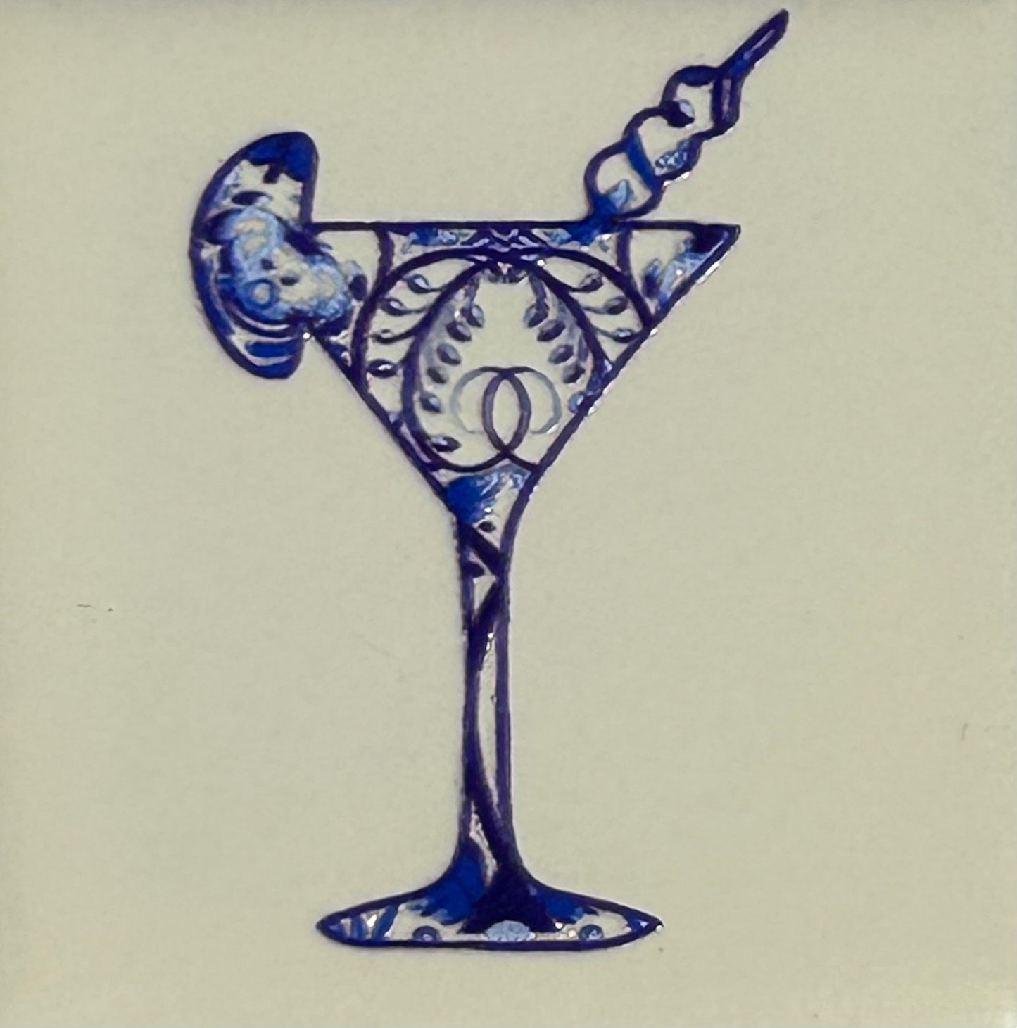MINI Quote tegeltje MINI DB 'cocktail' prikker creme/blauw