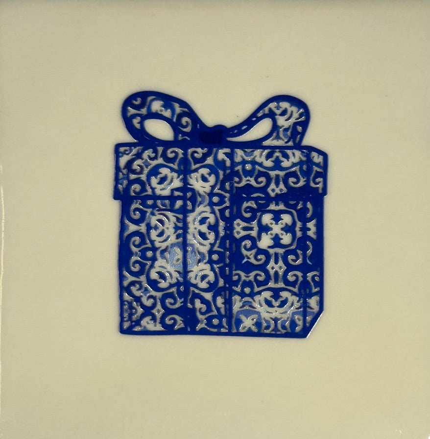 MINI Quote tegeltje MINI DB 'kadootje' creme/blauw