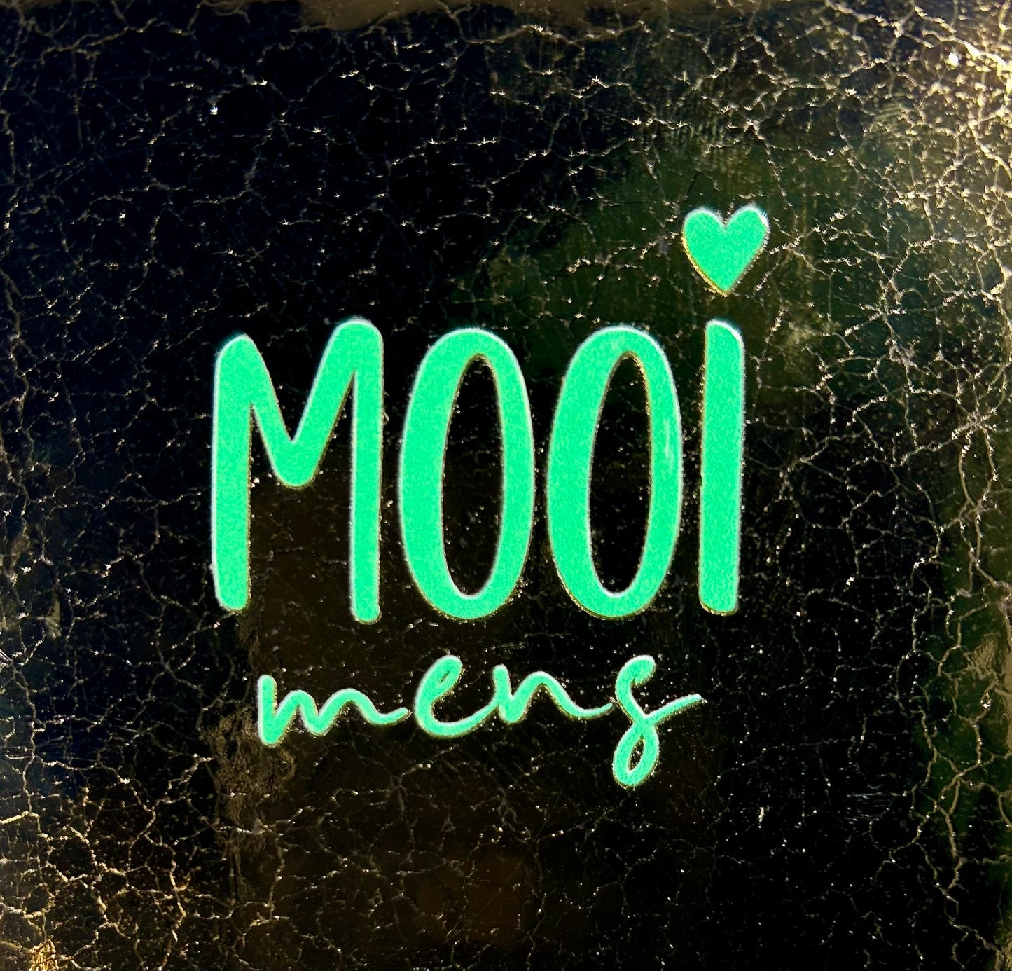 Quote tegeltje 'mooi mens' goud/aqua