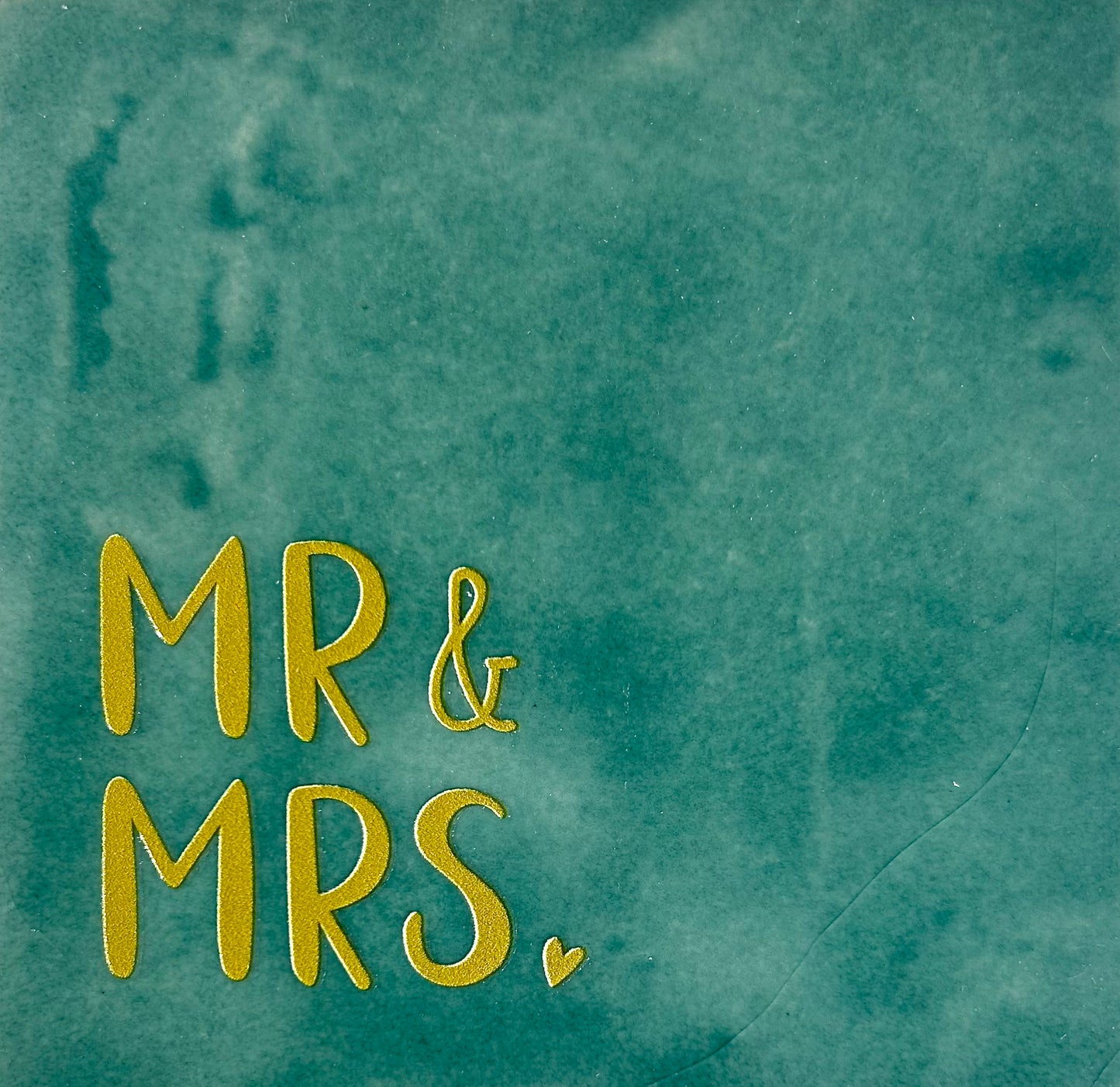 Quote tegeltje 'mr & mrs' zeegroen/goud