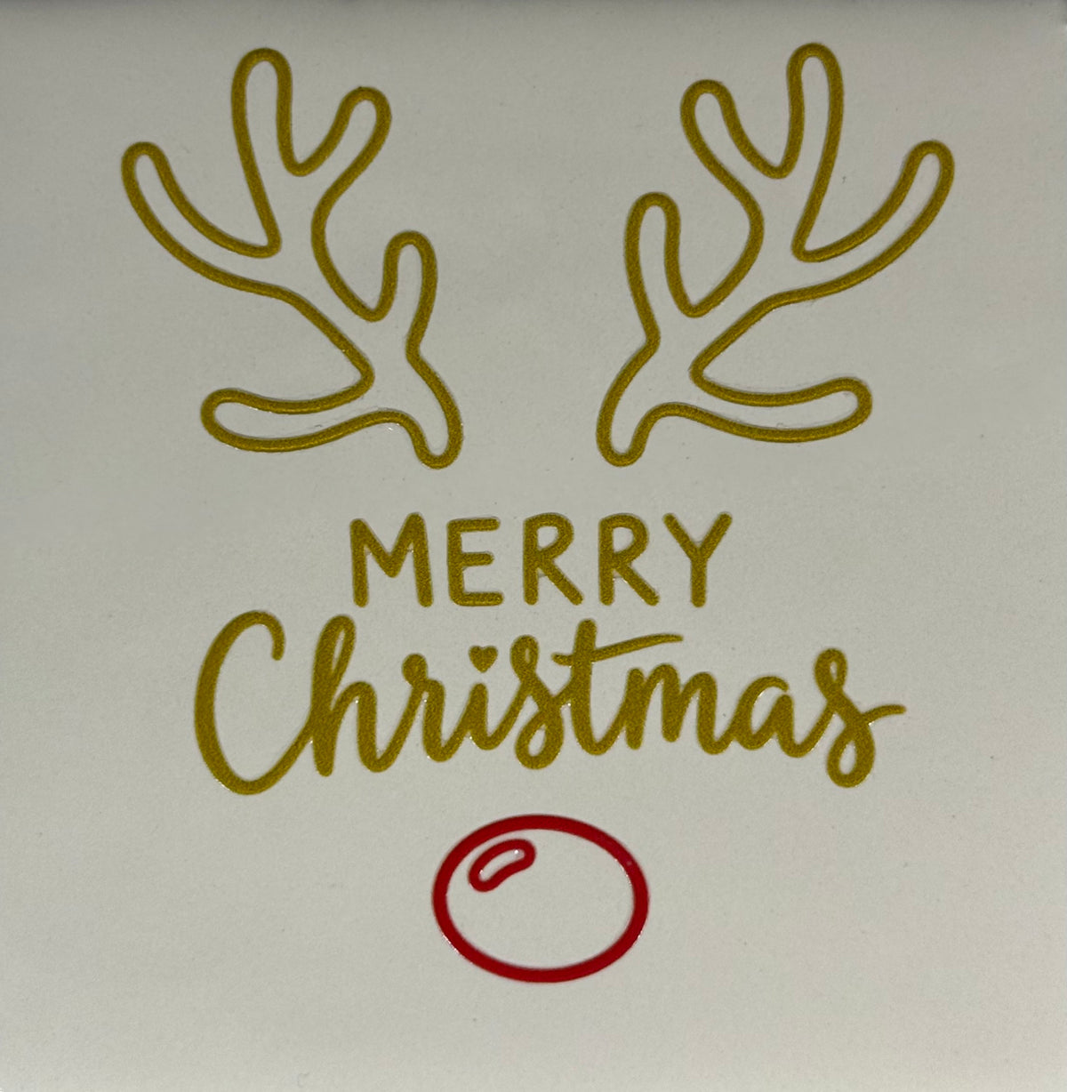 Quote tegeltje 'merry Christmas rendier' creme/goud(rood)