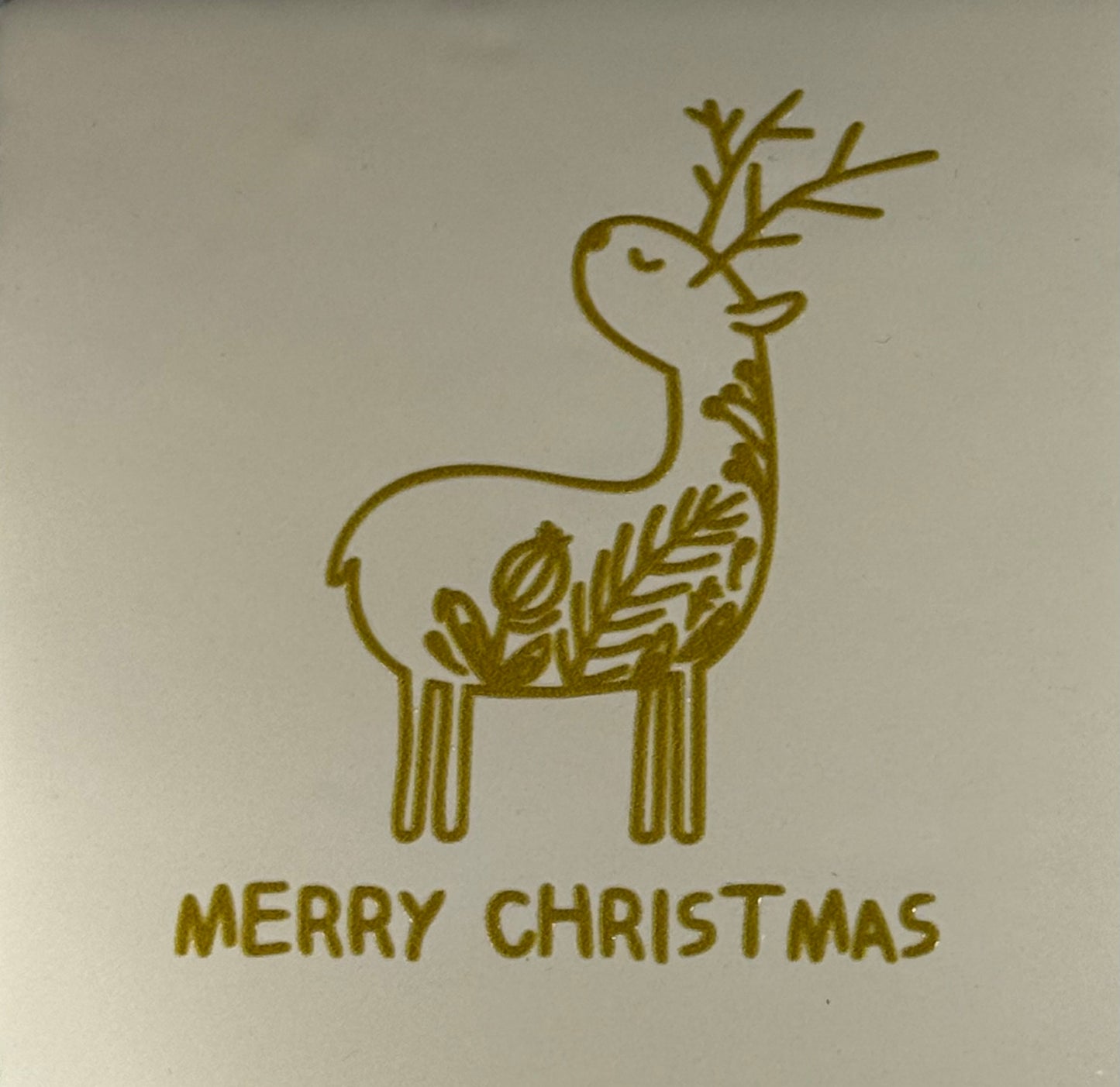 Quote tegeltje 'merry christmas' (hertje) creme/goud