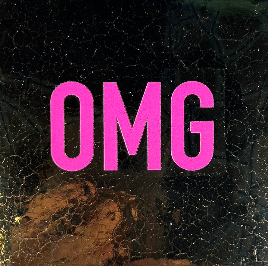 Quote tegeltje 'OMG' goud/roze