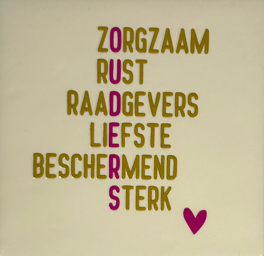 Quote tegeltje 'ouders' creme/goud-roze