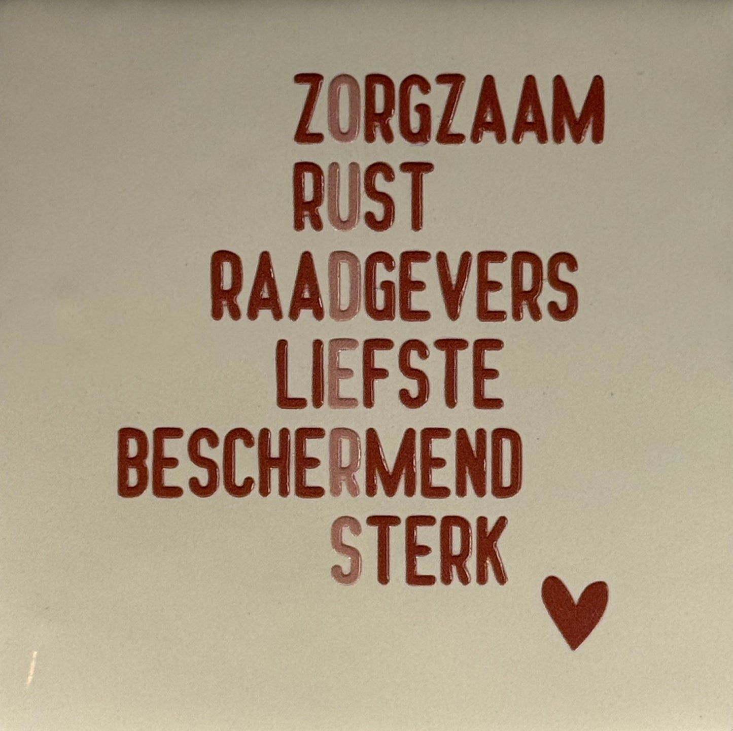 Quote tegeltje 'ouders' creme/taupe(nude roze)