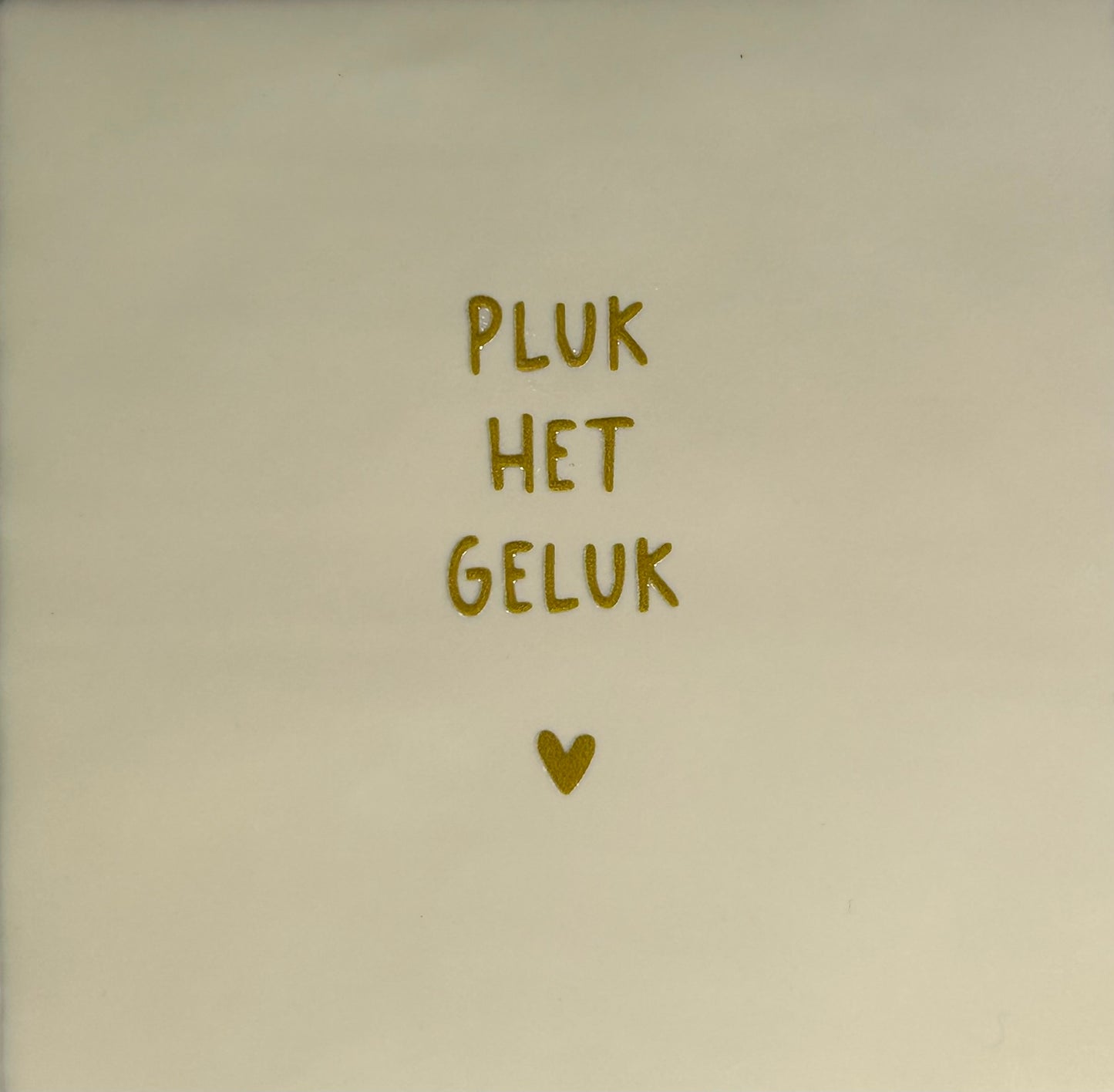 Quote tegeltje 'pluk het geluk' creme/goud