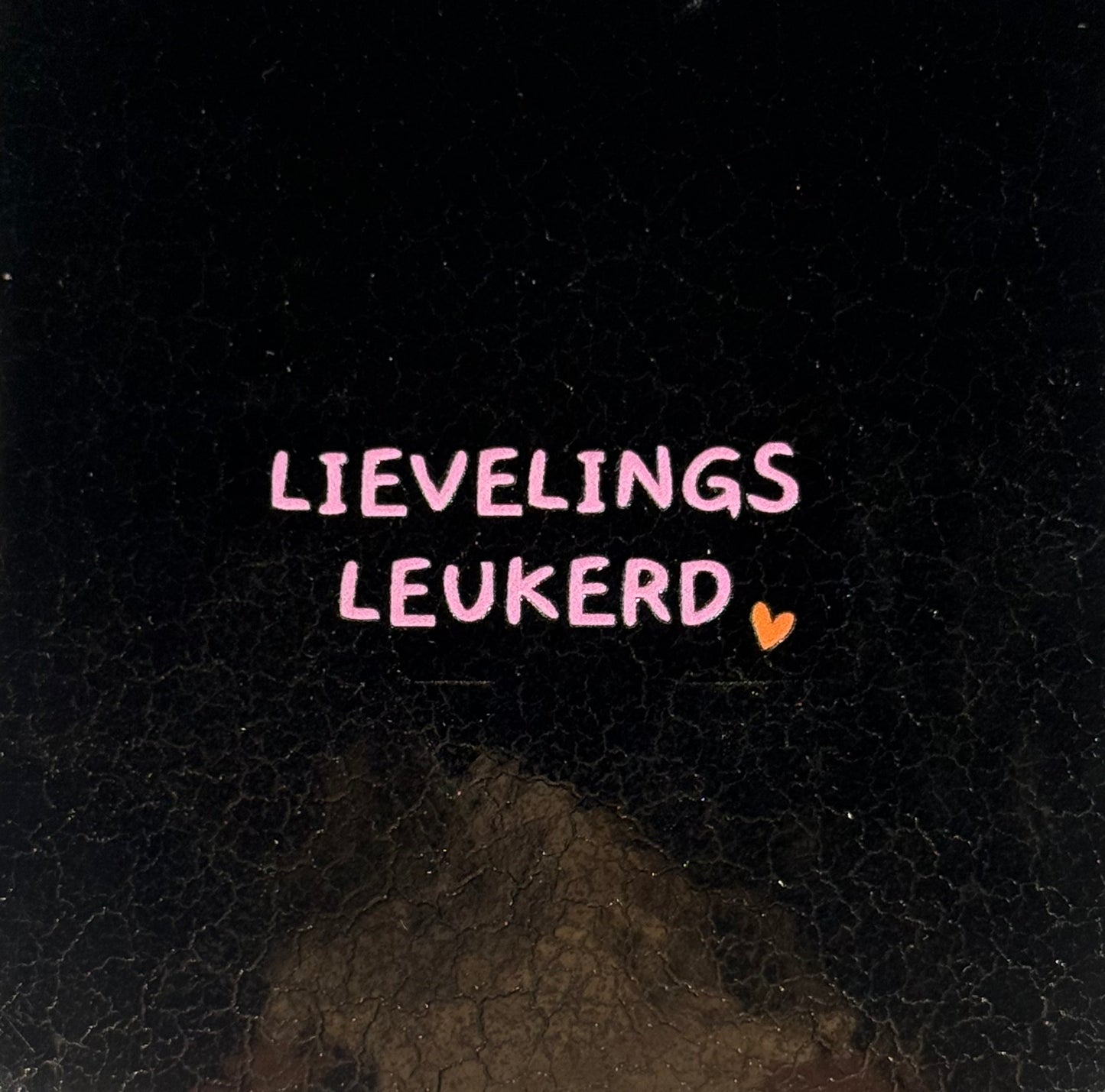 Quote tegeltje 'lievelingsleukerd' goud/warmroze(oranje)