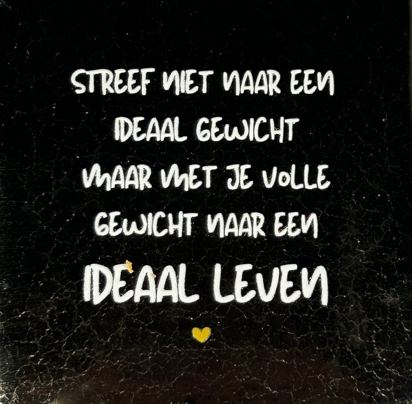 Quote tegeltje 'streef niet naar een ideaal gewicht... goud/creme