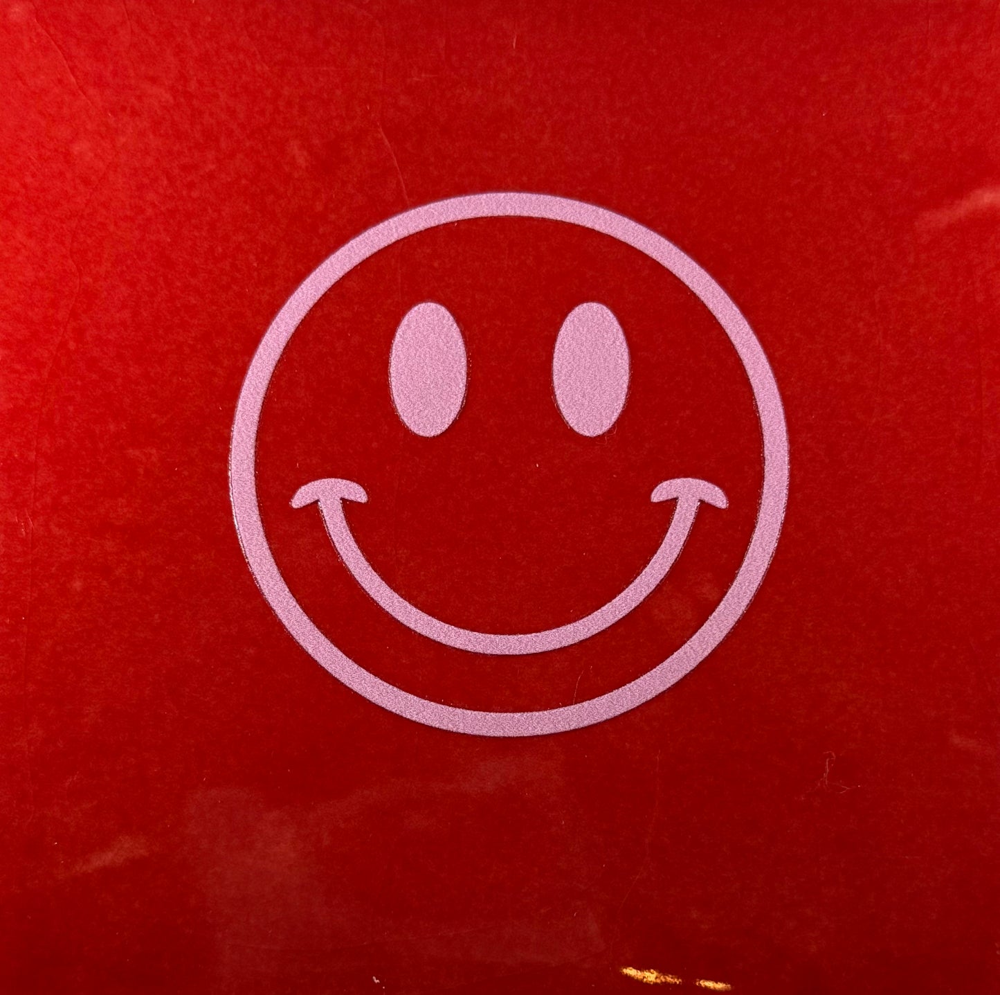 Quote tegeltje 'smiley' rood/warmroze