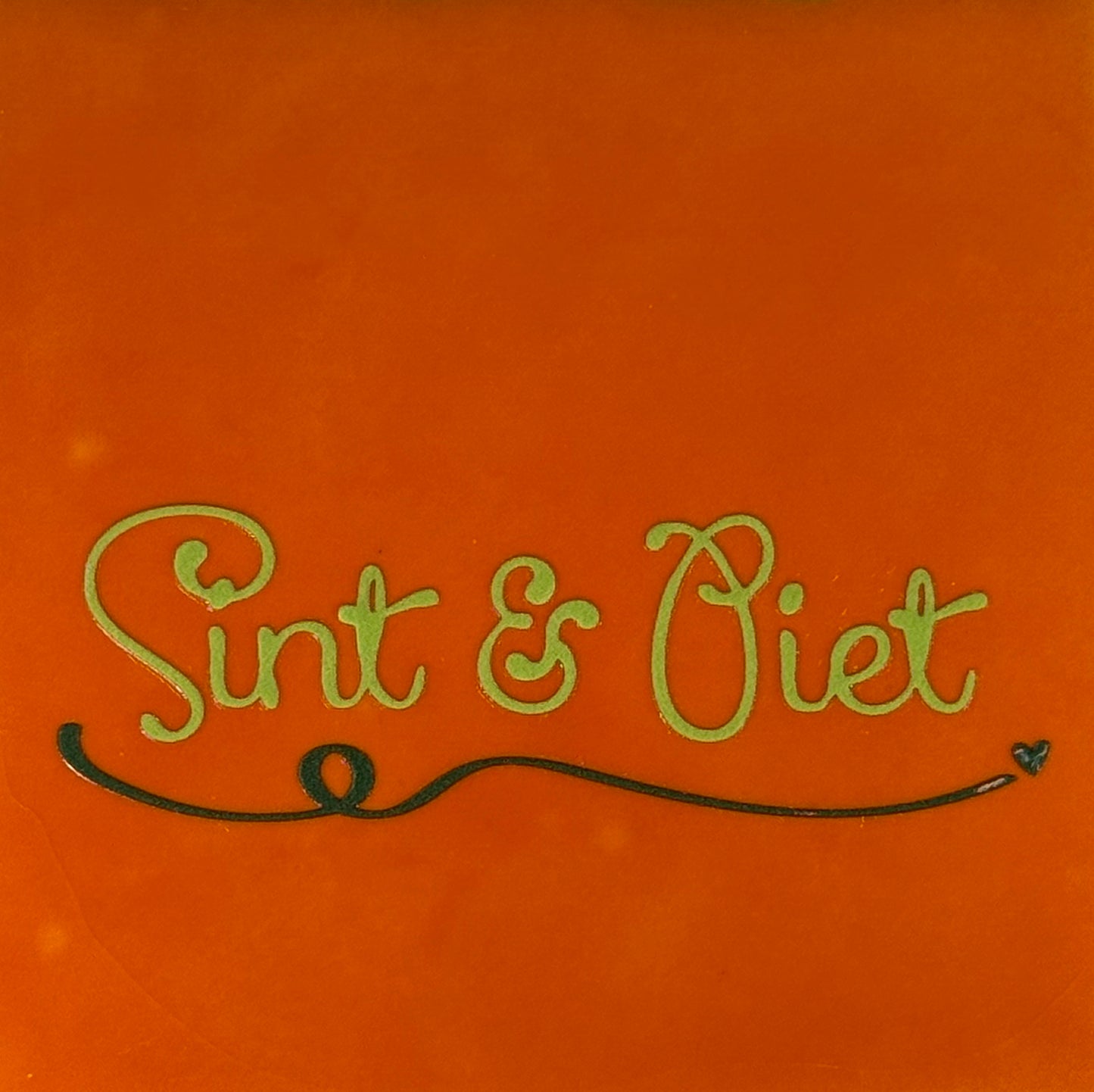 Quote tegeltje 'sint en piet' oranje/lime(donkergroen)
