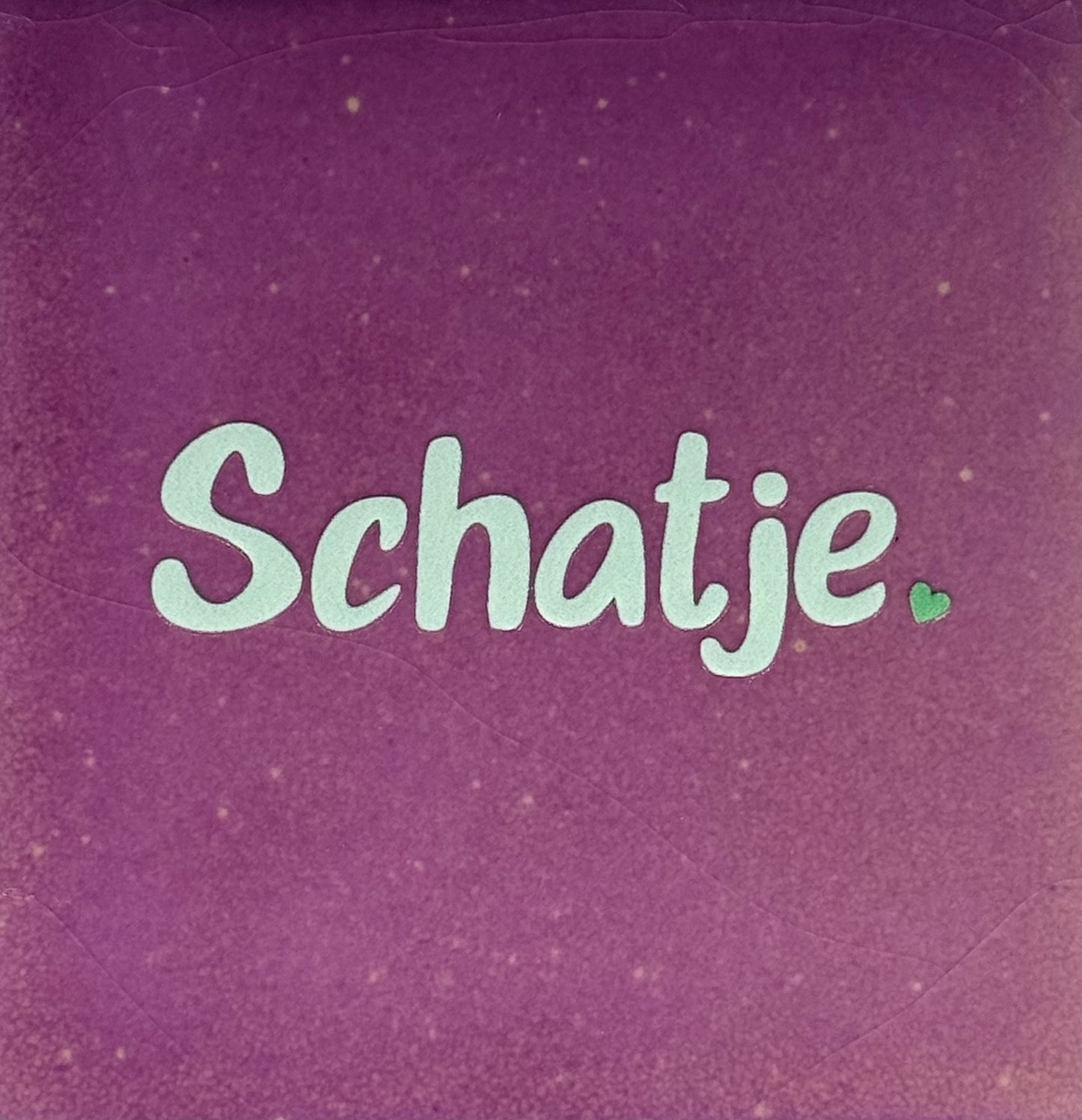 Quote tegeltje 'Schatje' nieuw lila/lichtgroen(mint)
