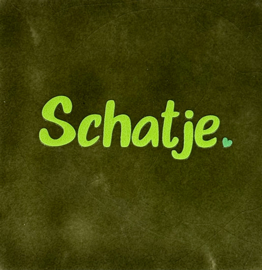 Quote tegeltje 'Schatje' nieuw olijf/lime(mint)