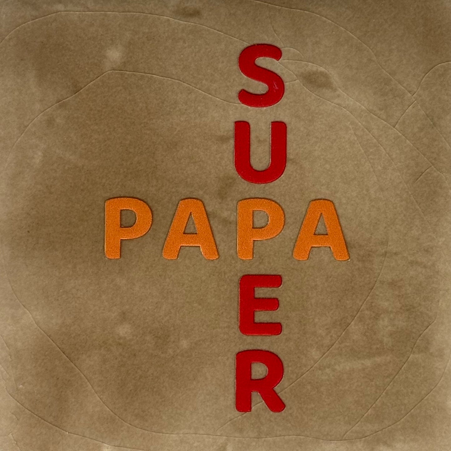 Quote tegeltje 'super papa' taupe/oranje(rood)