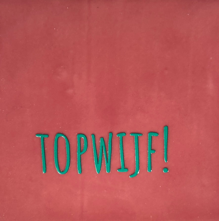 Quote tegeltje 'topwijf' roze/aqua