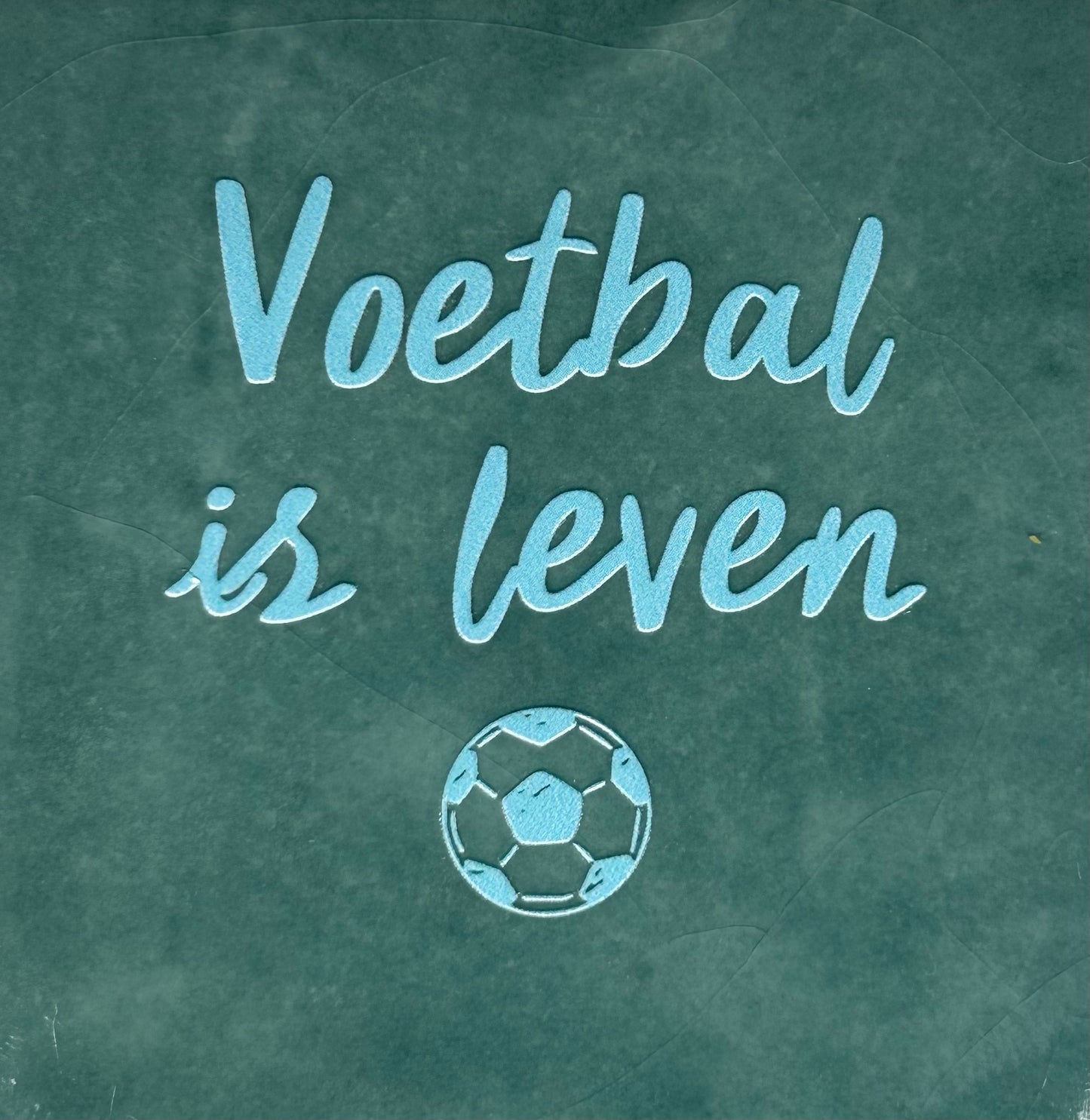 Quote tegeltje 'voetbal is leven' zeegroen/warmblauw