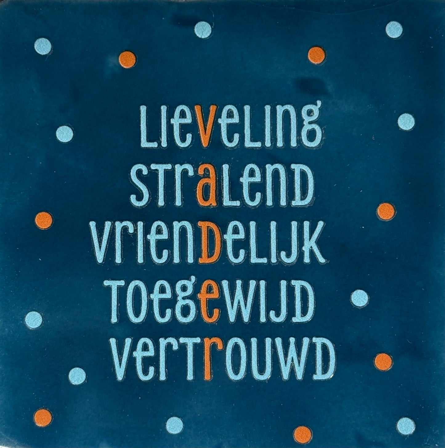 Quote tegeltje 'vader' donkerblauw/warmblauw (oranje)