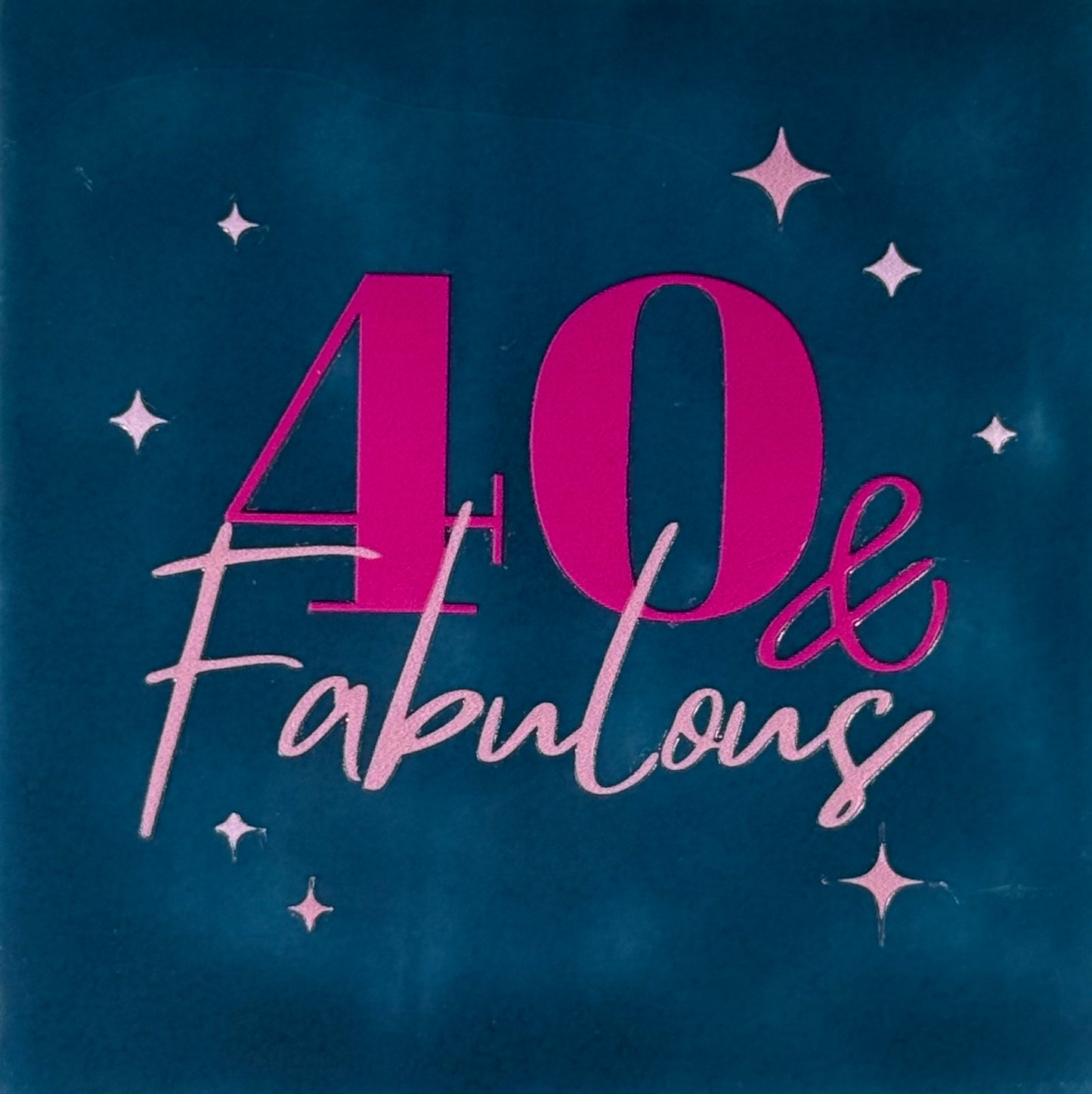 Quote tegeltje '40 & fabulous' donkerblauw/knalroze(warmroze)