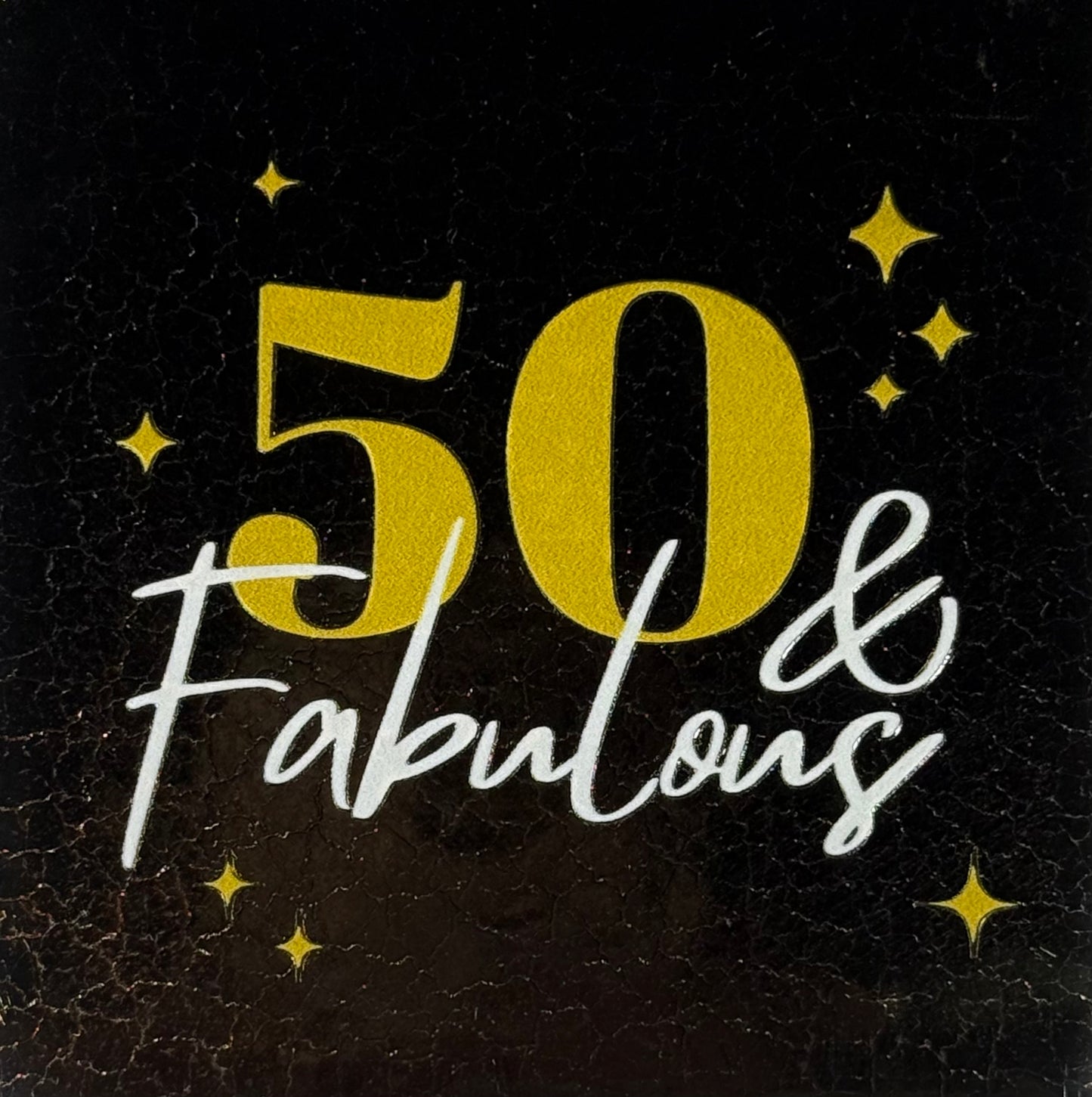 Quote tegeltje '50 & fabulous' goud/creme(goud)
