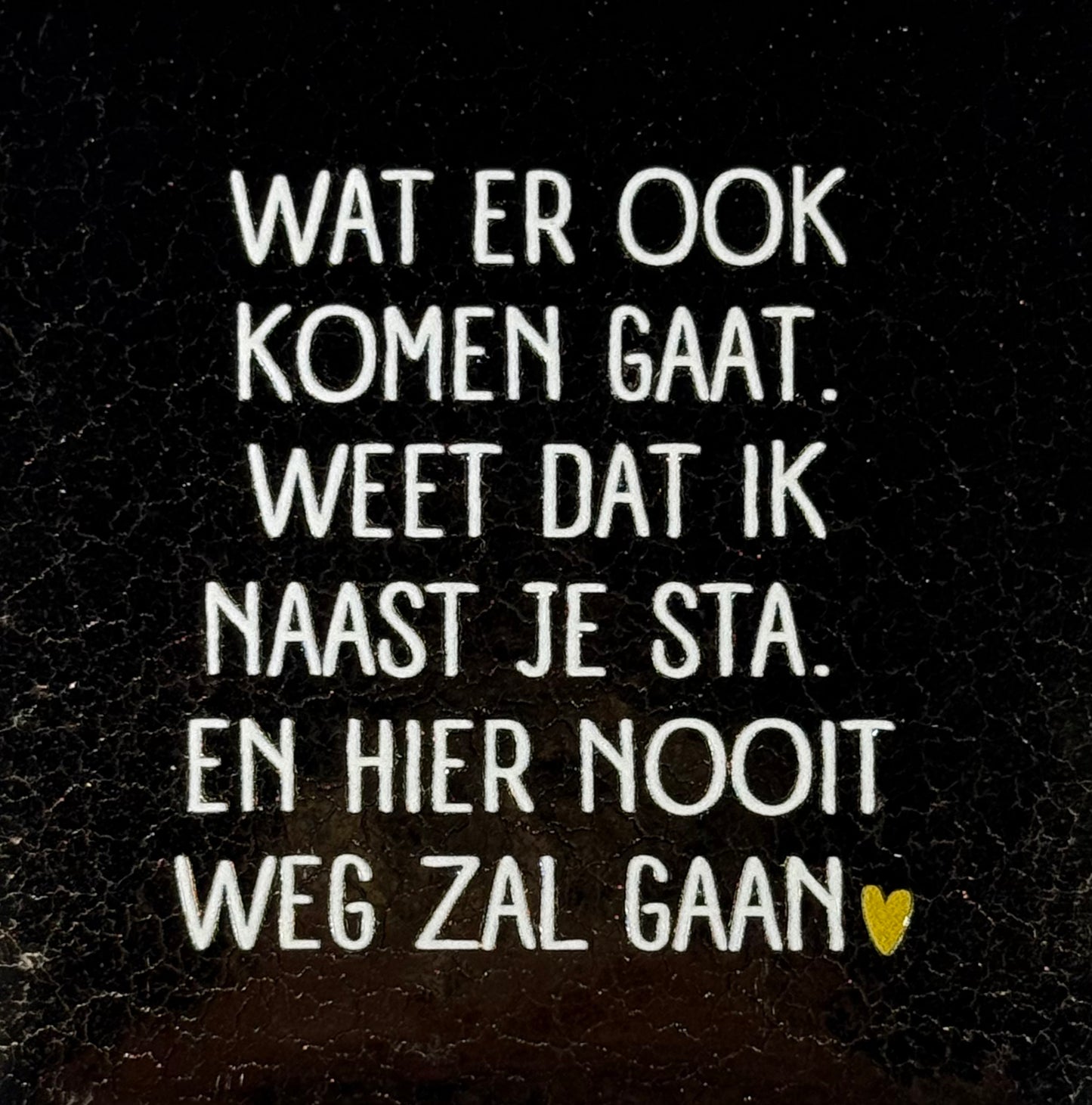 Quote tegeltje 'wat er ook komen gaat...' goud/creme(goud)