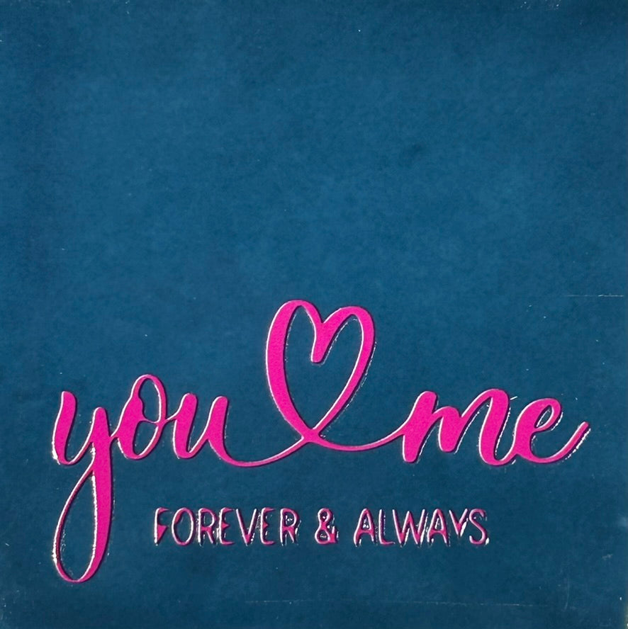 Quote tegeltje 'You&me forever-always' donkerblauw/roze
