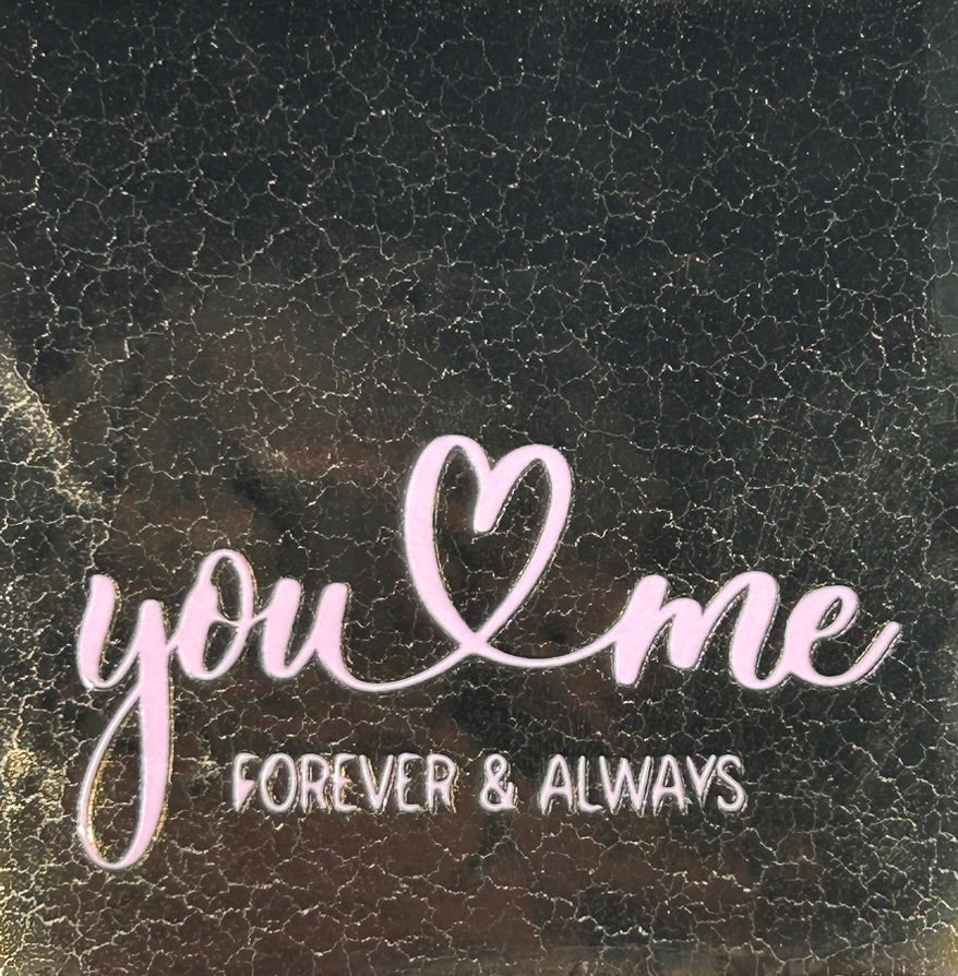 Quote tegeltje 'You&me forever-always' goud/babyroze