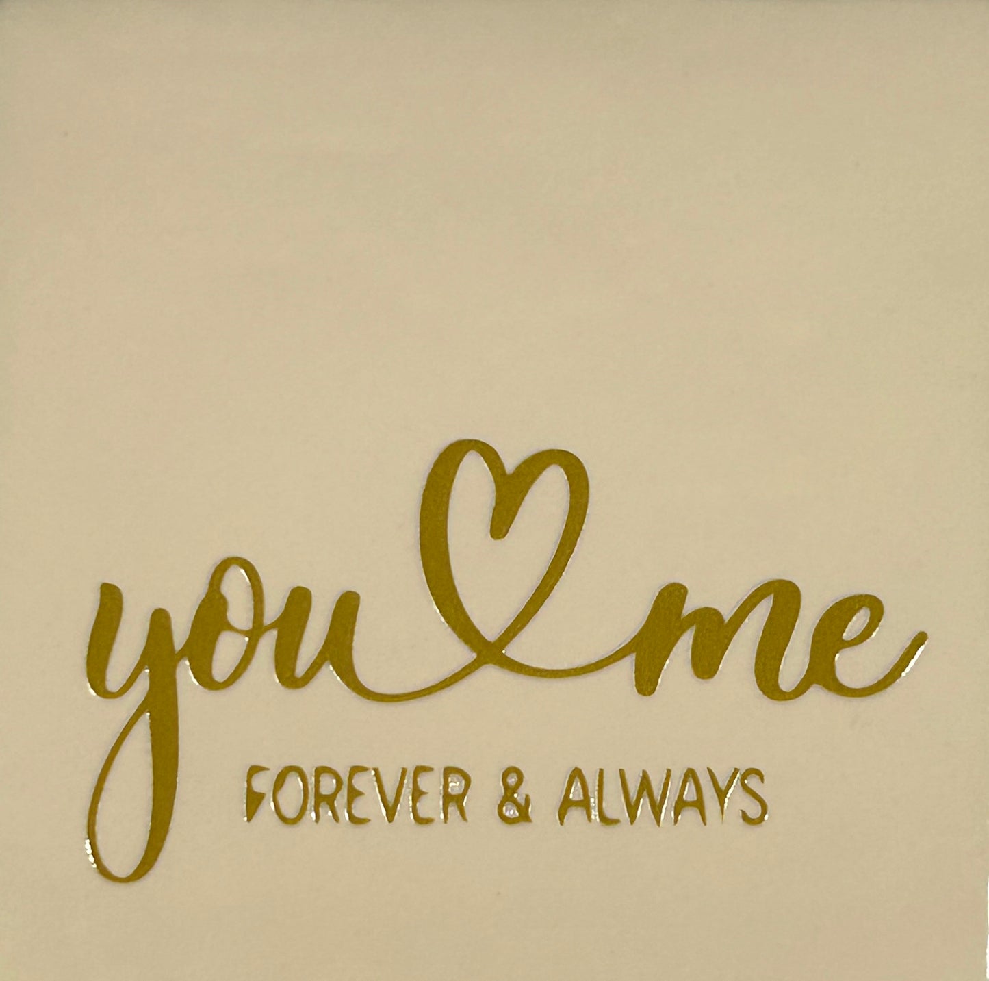 Quote tegeltje 'You&me forever-always' creme/goud
