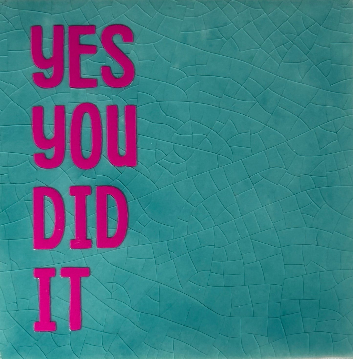 Quote tegeltje 'Yes you did it" groen/roze