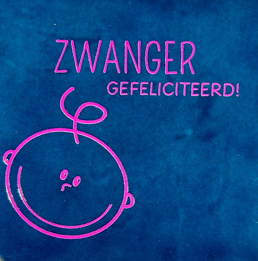 Quote tegeltje 'zwanger gefeliciteerd' donkerblauw/roze