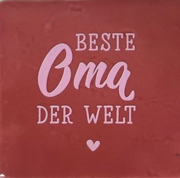 Quote tegeltje 'beste oma der welt' roze/babyroze