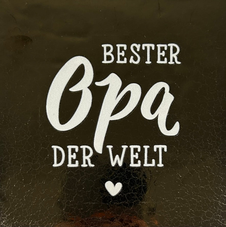 Quote tegeltje 'bester opa der welt' goud/creme