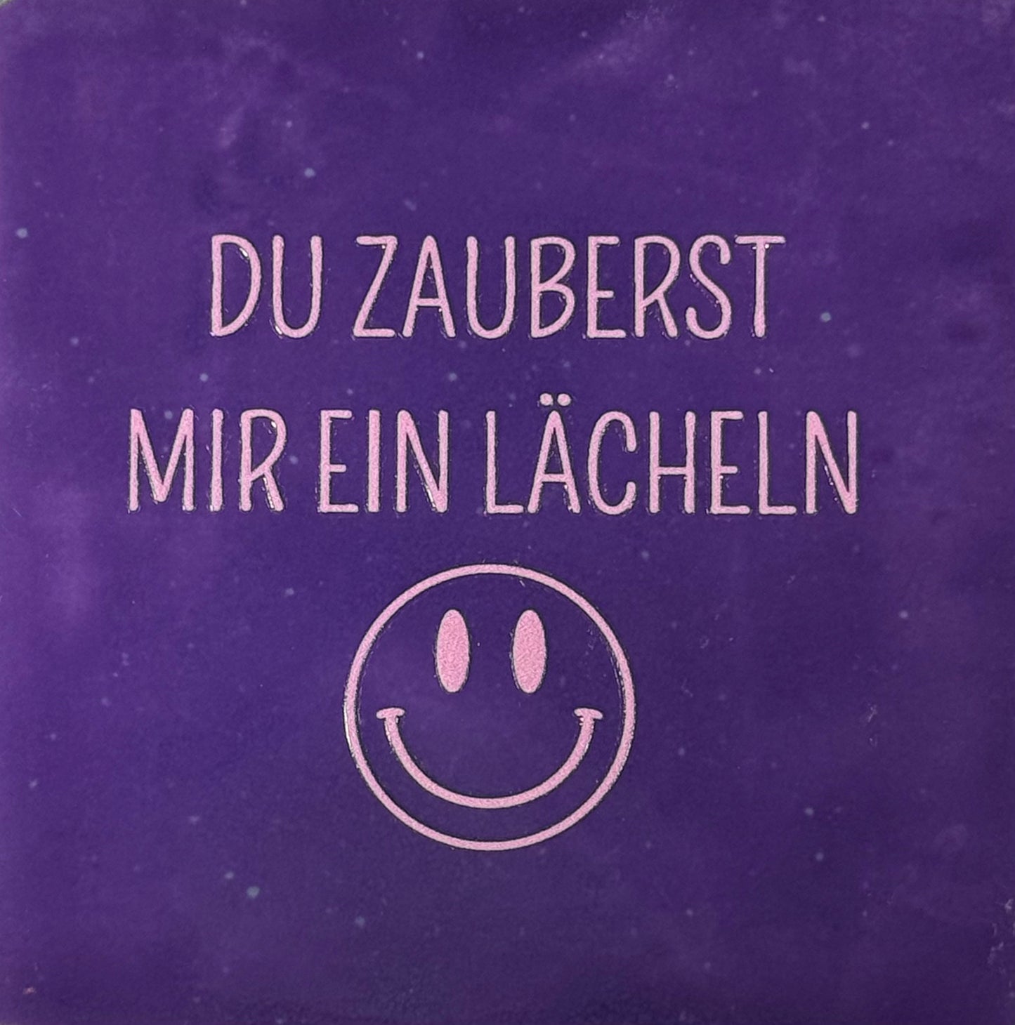 Quote tegeltje 'du zauberst mir ein lächeln' paars/warmroze