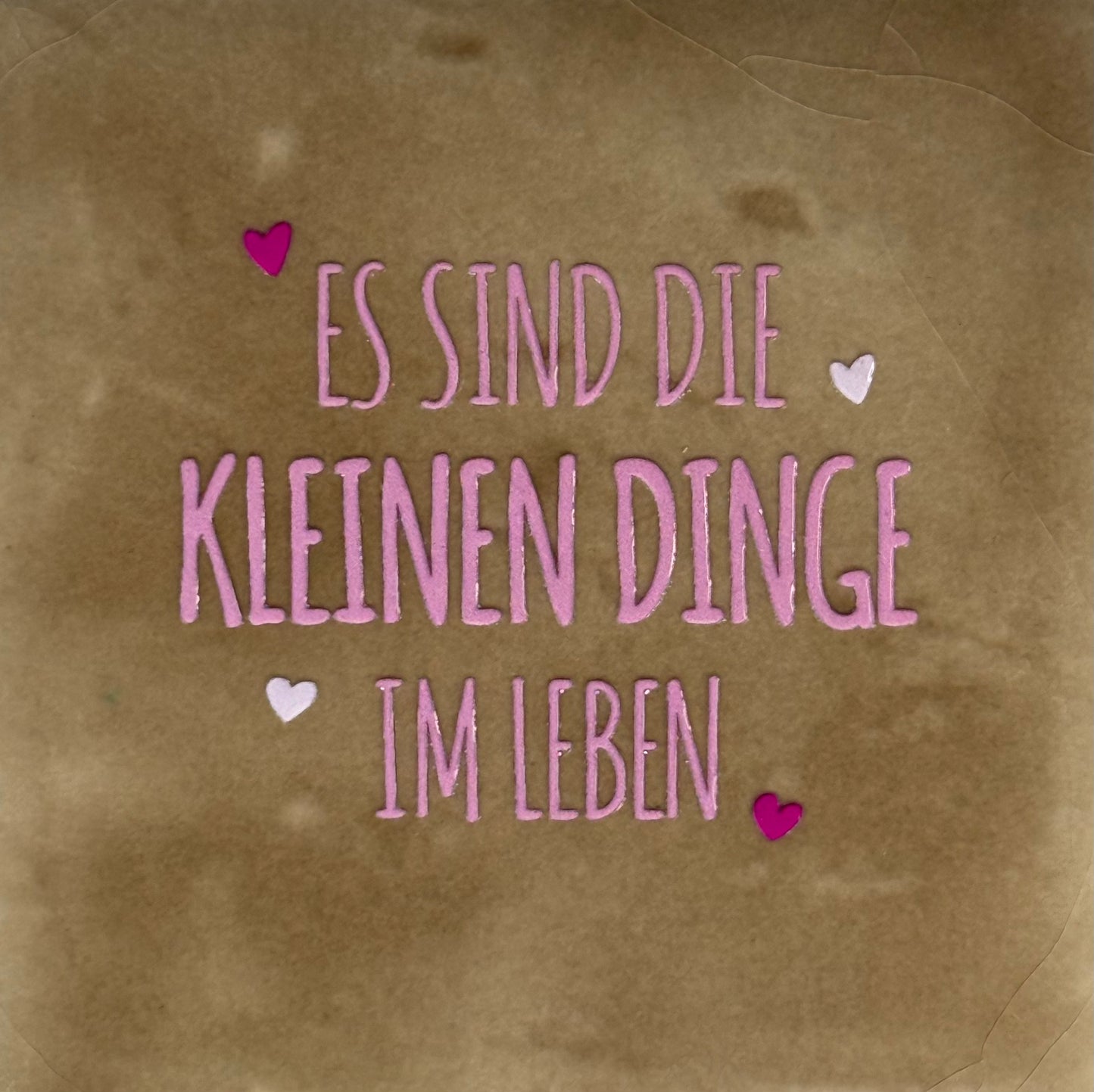 Quote tegeltje 'es sind die kleinen Dinge im leben' taupe/combi 4